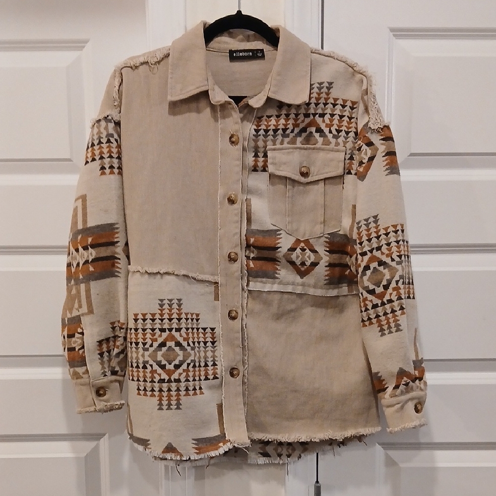 Elleborn Aztec Western Print Shacket Size Small